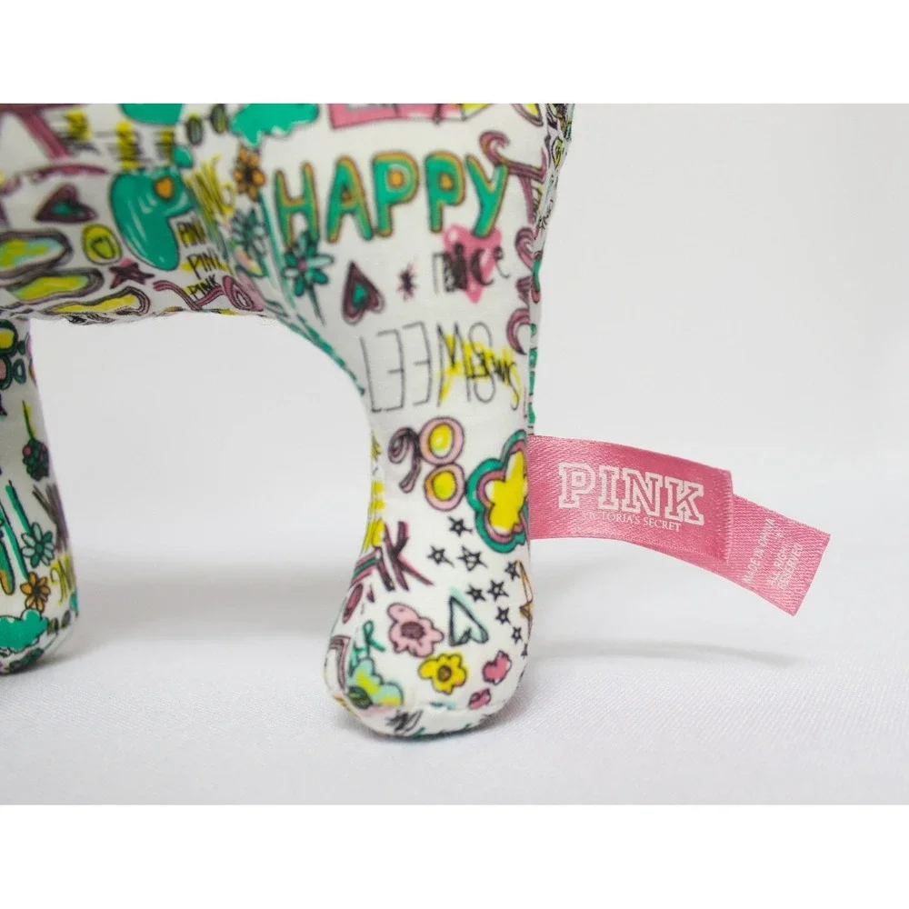 Victoria's Secret PINK Dog Graffiti Doodle White Print Plush Stuffed‎ Animal 7